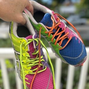 Asics Multicolored Blue, Orange, Pink, Lime Green Gel Kensei Athletic Shoes